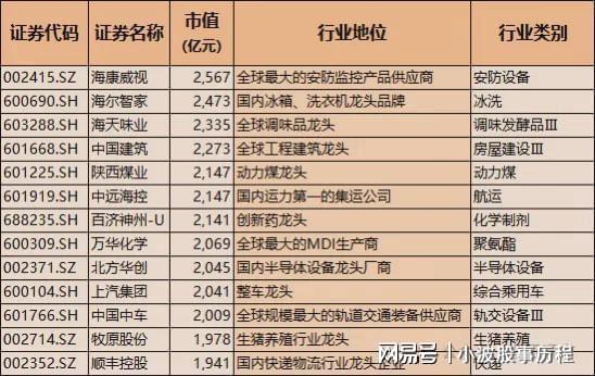 亚星A股龙头100强！含科技与医药中国核心优质资产国家队重仓(图3)